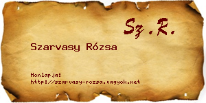 Szarvasy Rózsa névjegykártya